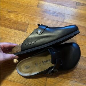 Birkenstock Black Leather Clogs